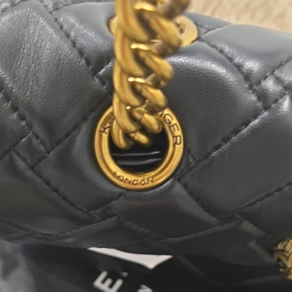 Kurt Geiger Black Quilted Shoulder Bag with Gold Chain - Picture 5 of 8